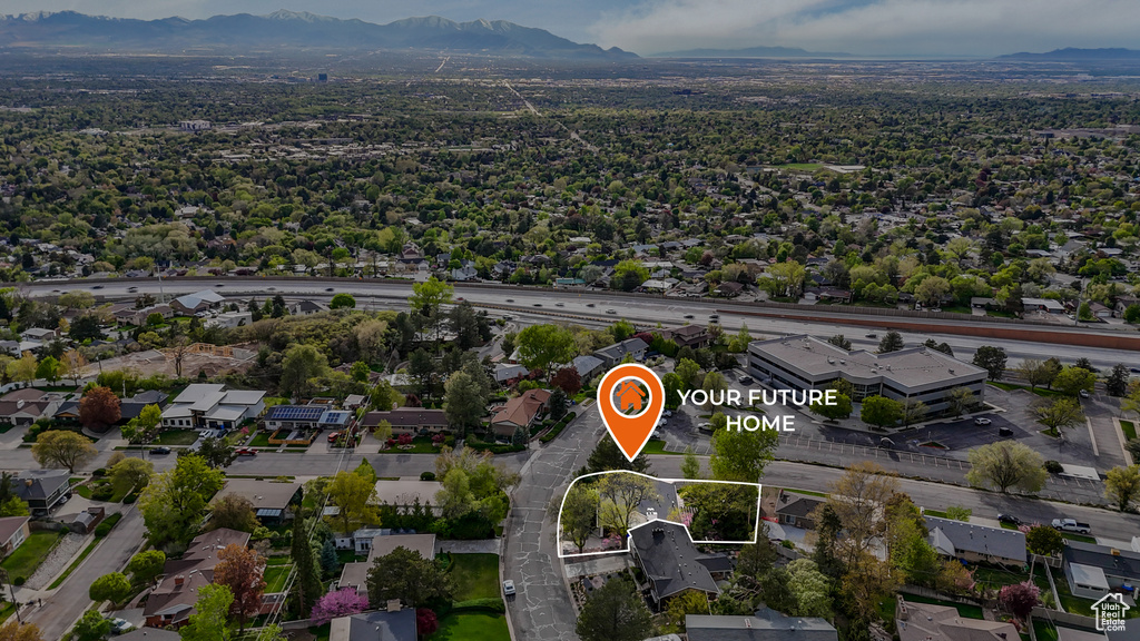 Bird\'s eye view featuring a residential view and a mountain view