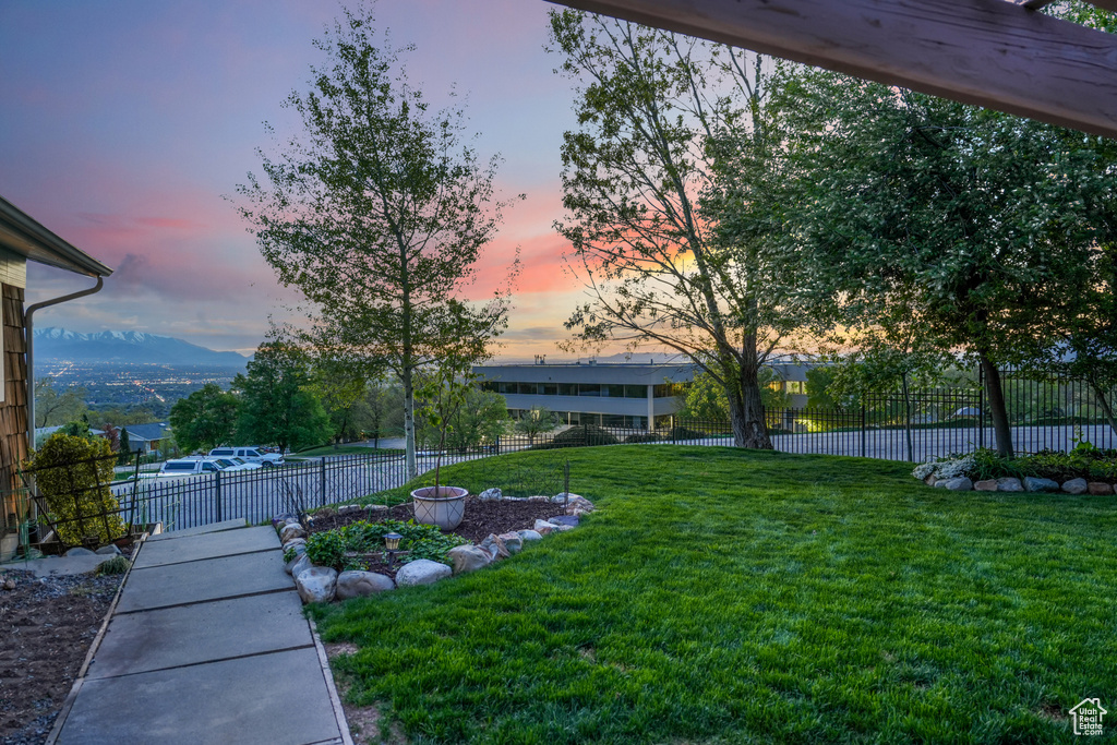 View of yard with fence