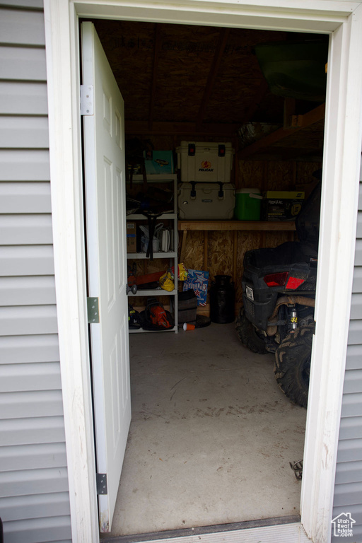 Storage area featuring a garage