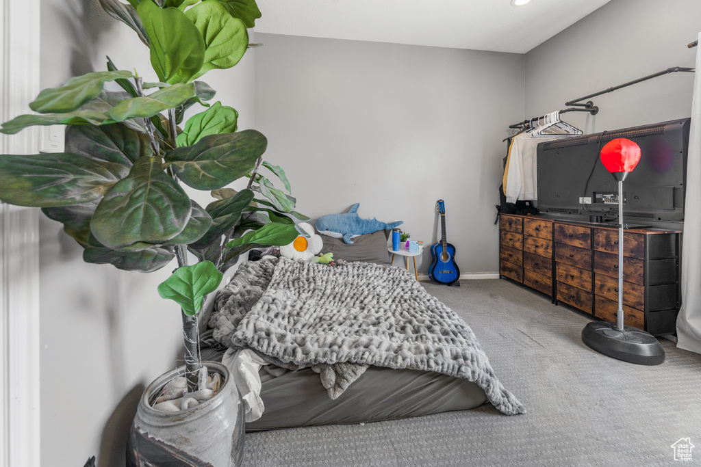 Bedroom featuring baseboards and carpet flooring