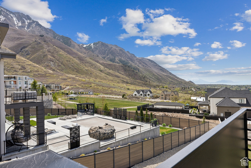 View of mountain feature with a residential view