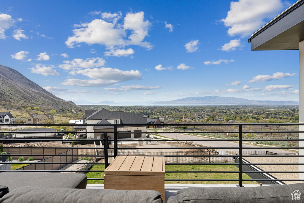 Deck featuring a mountain view