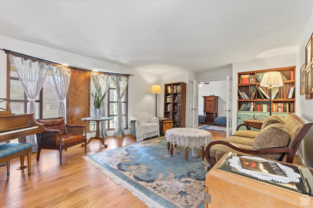 Living area featuring light wood-style flooring