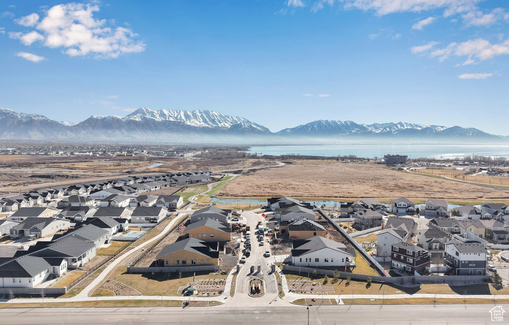 Mountain view with a water view and a residential view