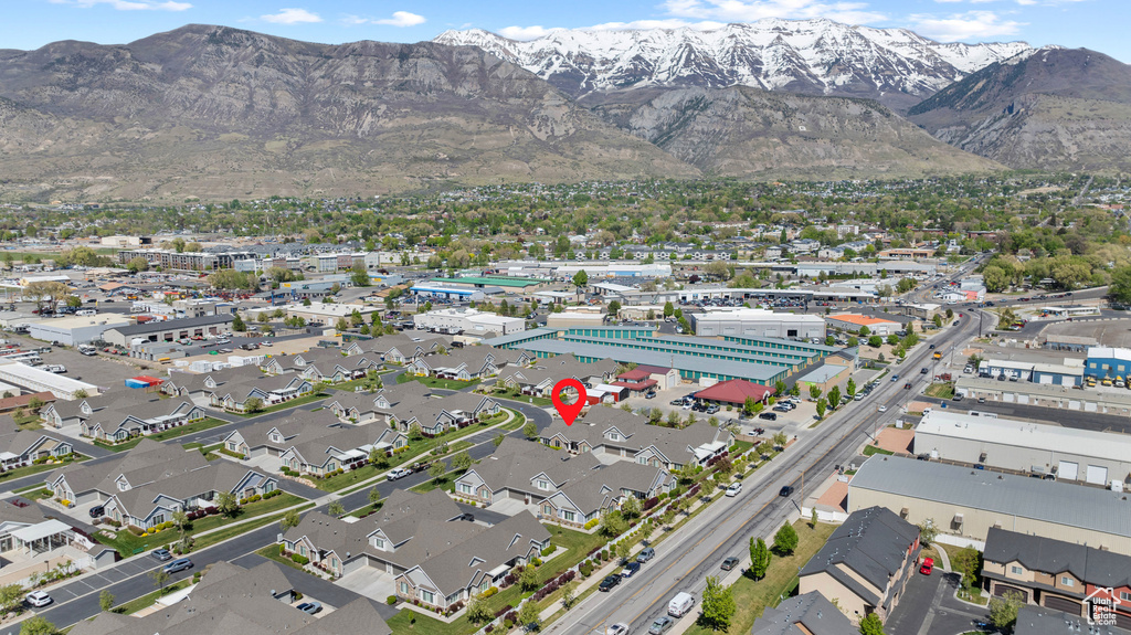 Drone / aerial view with a mountain view