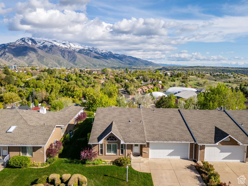 Drone / aerial view with a mountain view