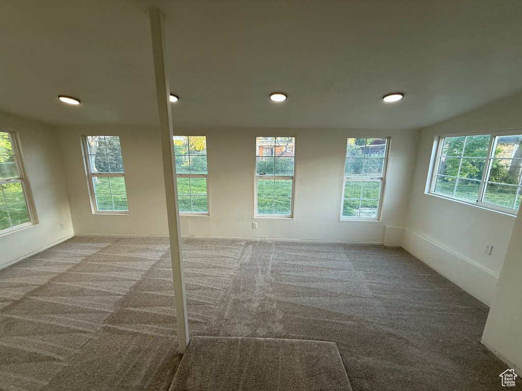 Spare room featuring a healthy amount of sunlight and carpet