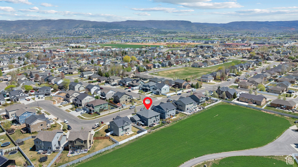 Bird's eye view with a mountain view and a residential view