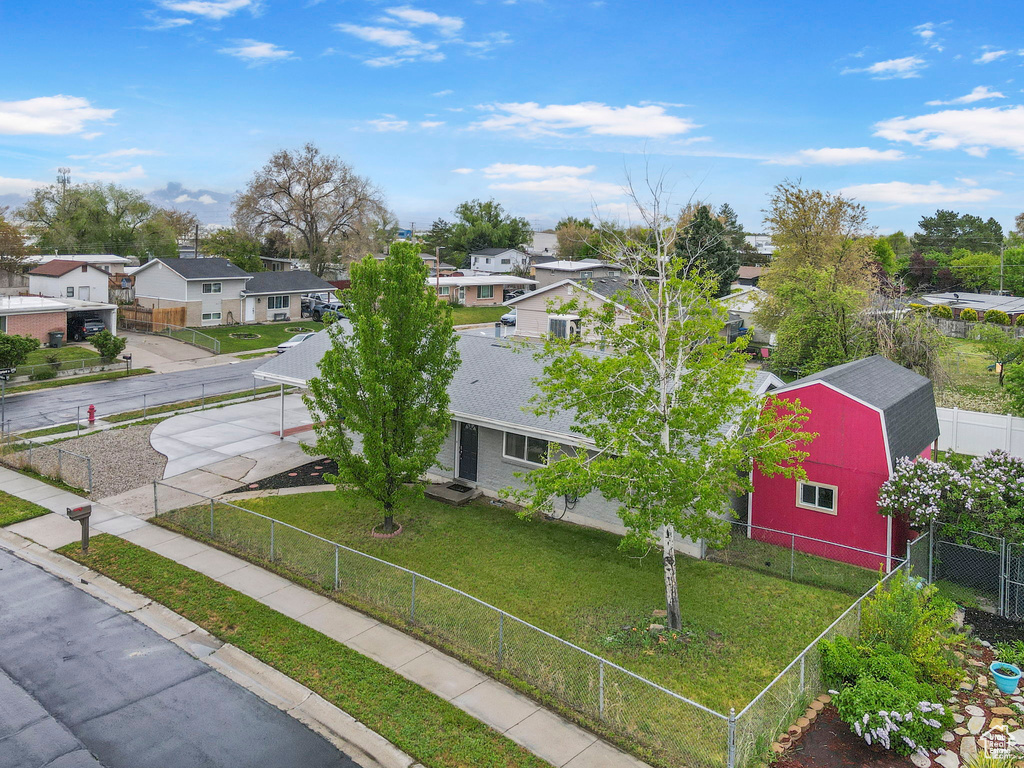 Bird's eye view with a residential view