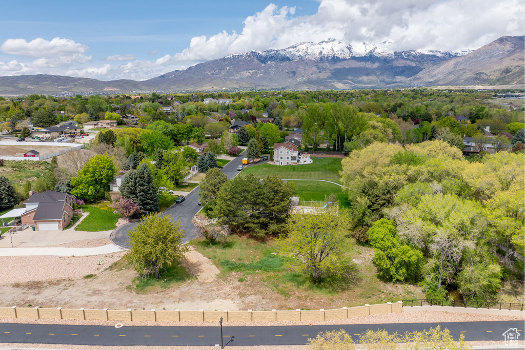 Birds eye view of property with a mountain view