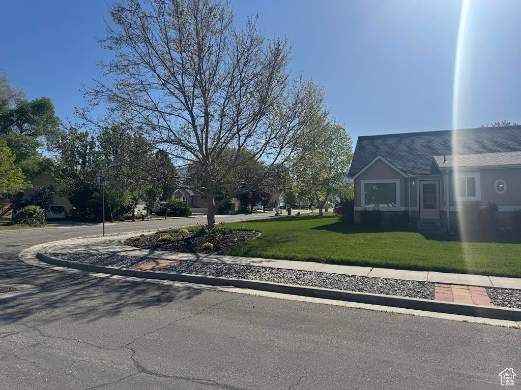 Exterior space with a yard