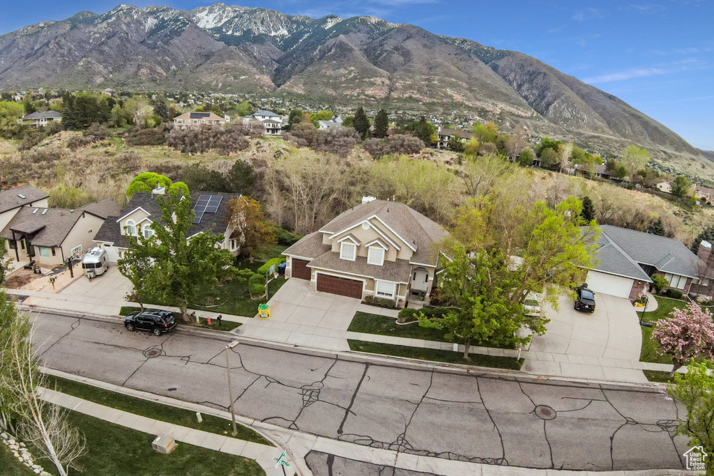 Aerial view with a mountain view and a residential view