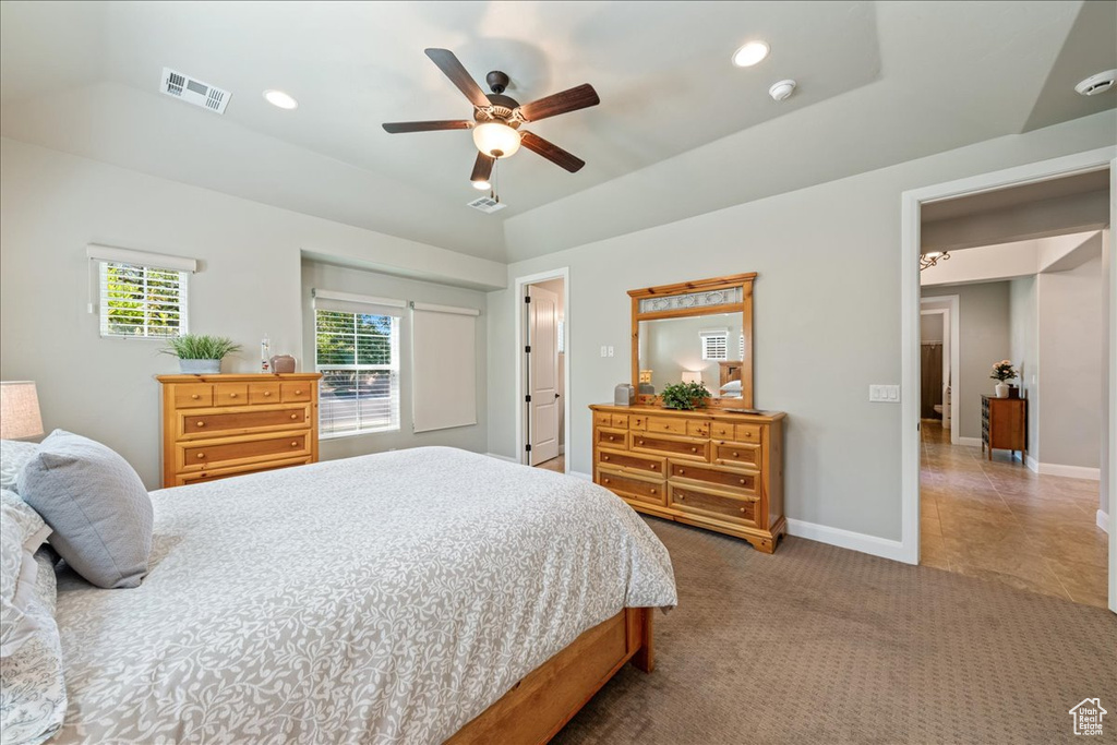 Bedroom with recessed lighting, baseboards, and visible vents