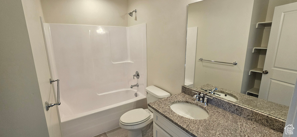 Full bathroom with shower / bathtub combination and vanity