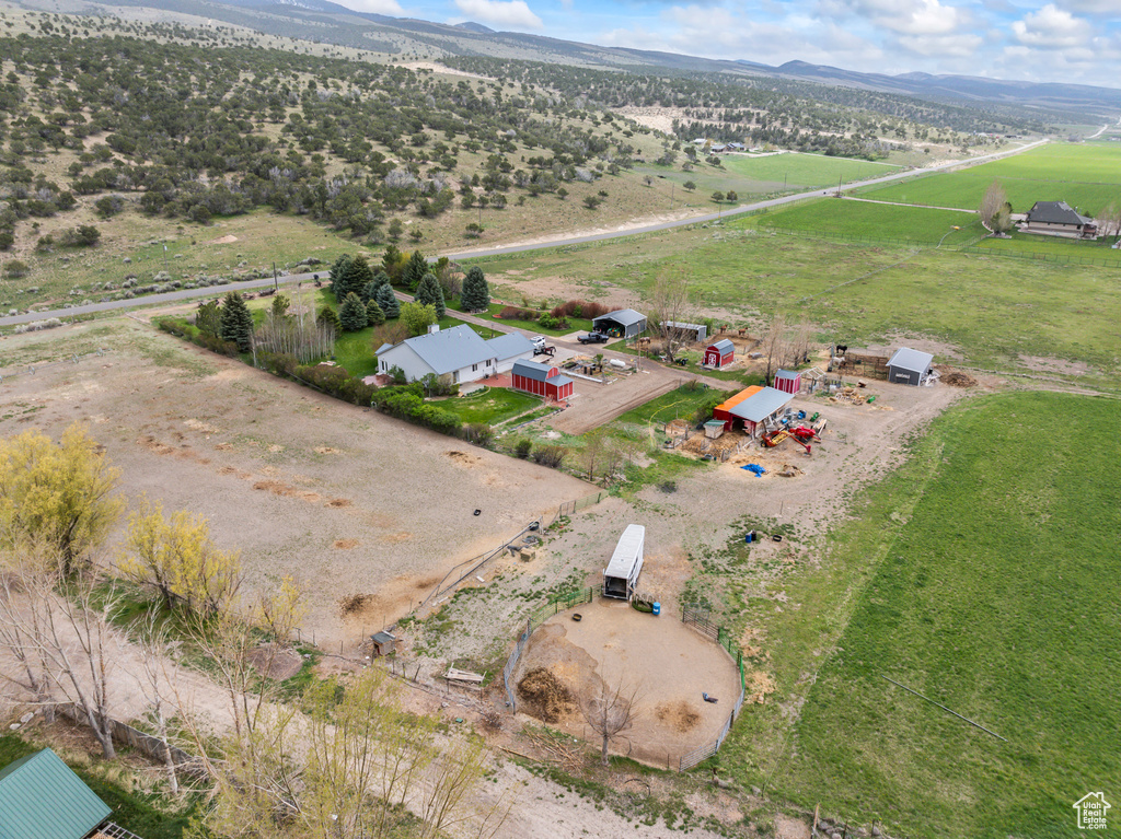 Bird\'s eye view with a mountain view and a rural view