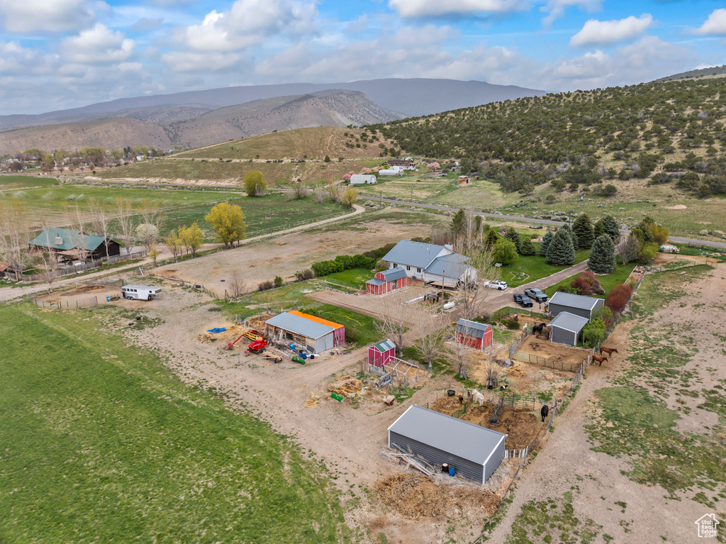 Bird\'s eye view with a mountain view and a rural view