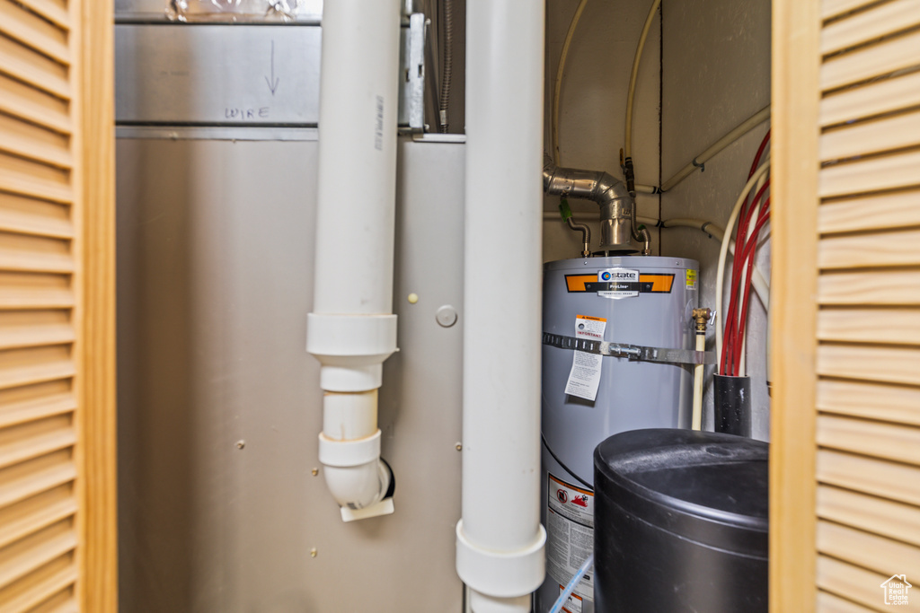 Utility room featuring water heater