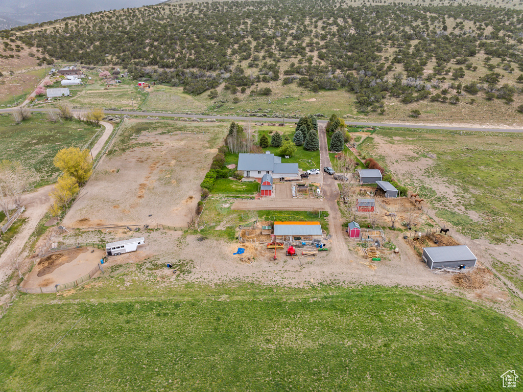 Bird\'s eye view featuring a mountain view and a rural view