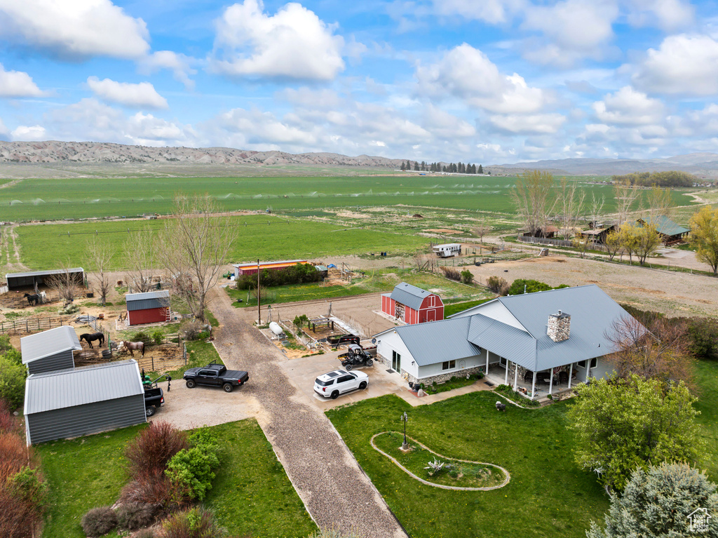 Bird\'s eye view with a rural view and a mountain view
