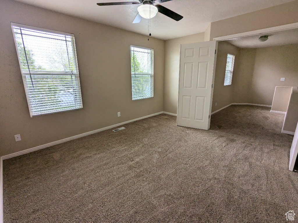 Unfurnished bedroom featuring carpet floors, multiple windows, and baseboards