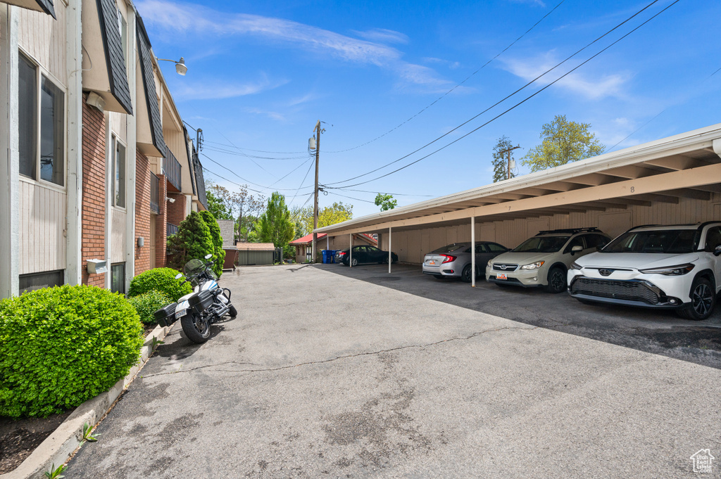 View of covered parking lot