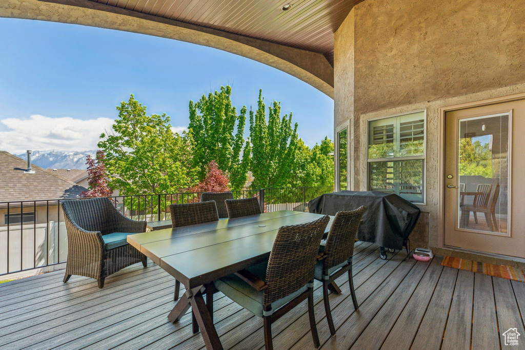 Wooden terrace with grilling area