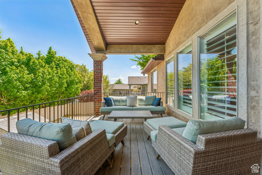 Deck featuring an outdoor living space