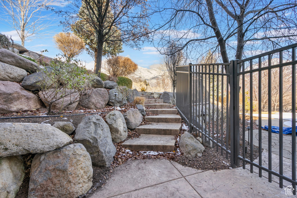 Exterior space with fence and a gate