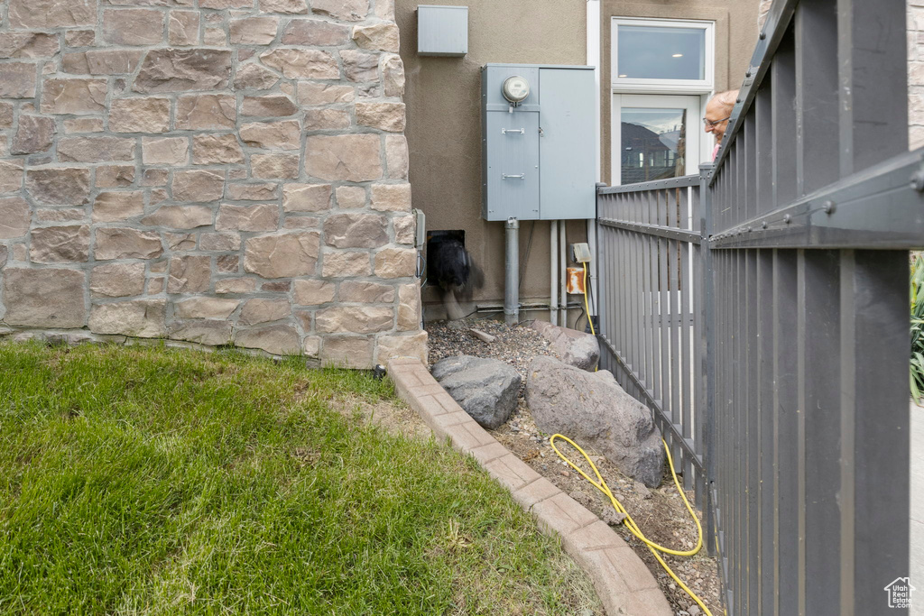 View of home's exterior featuring stone siding
