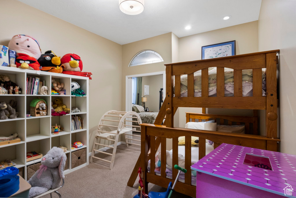 Bedroom with carpet floors