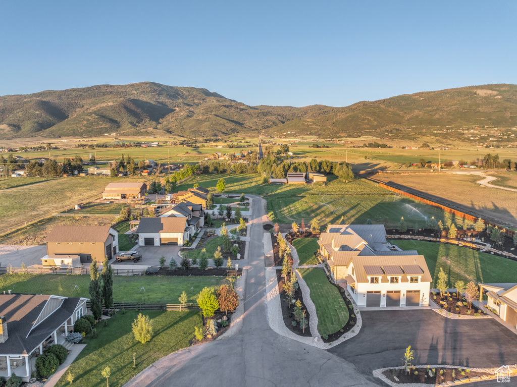 Birds eye view of property featuring a rural view and a mountain view