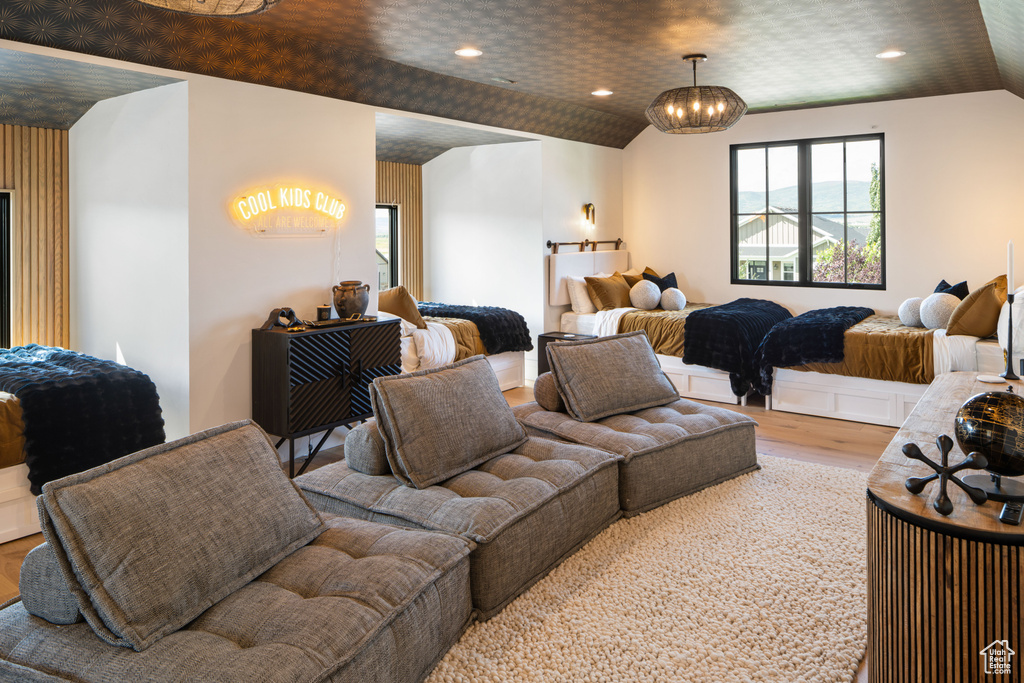 Living room featuring recessed lighting and wood finished floors
