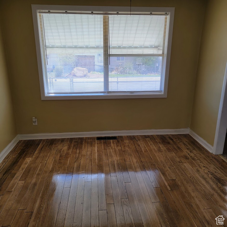 Spare room featuring baseboards, a wealth of natural light, and hardwood / wood-style flooring