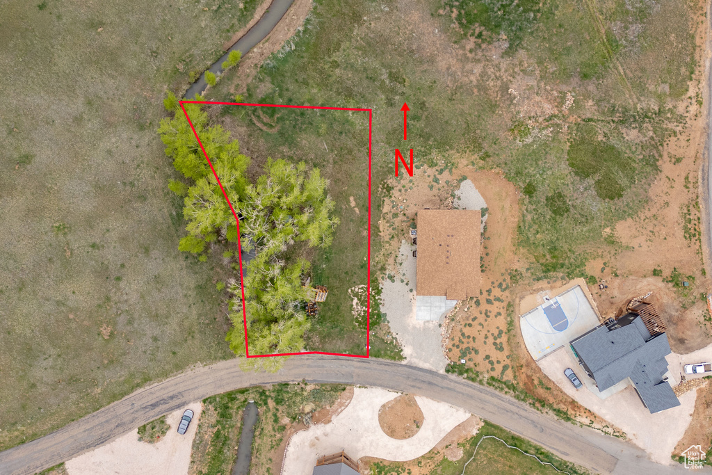Aerial view of property's location featuring property boundaries highlighted