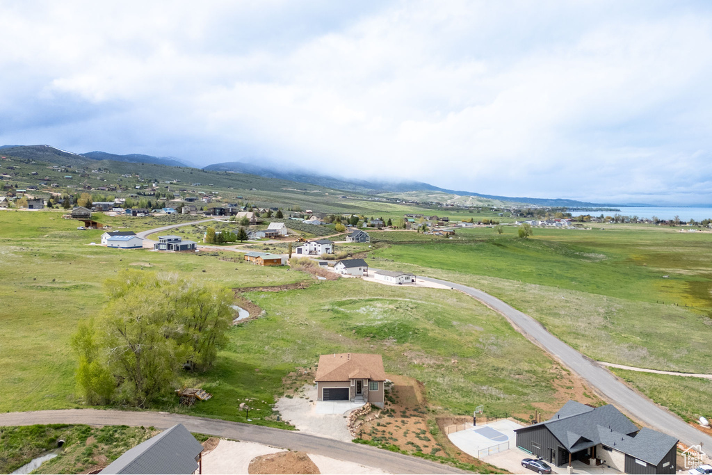 Aerial view of a mountainous background
