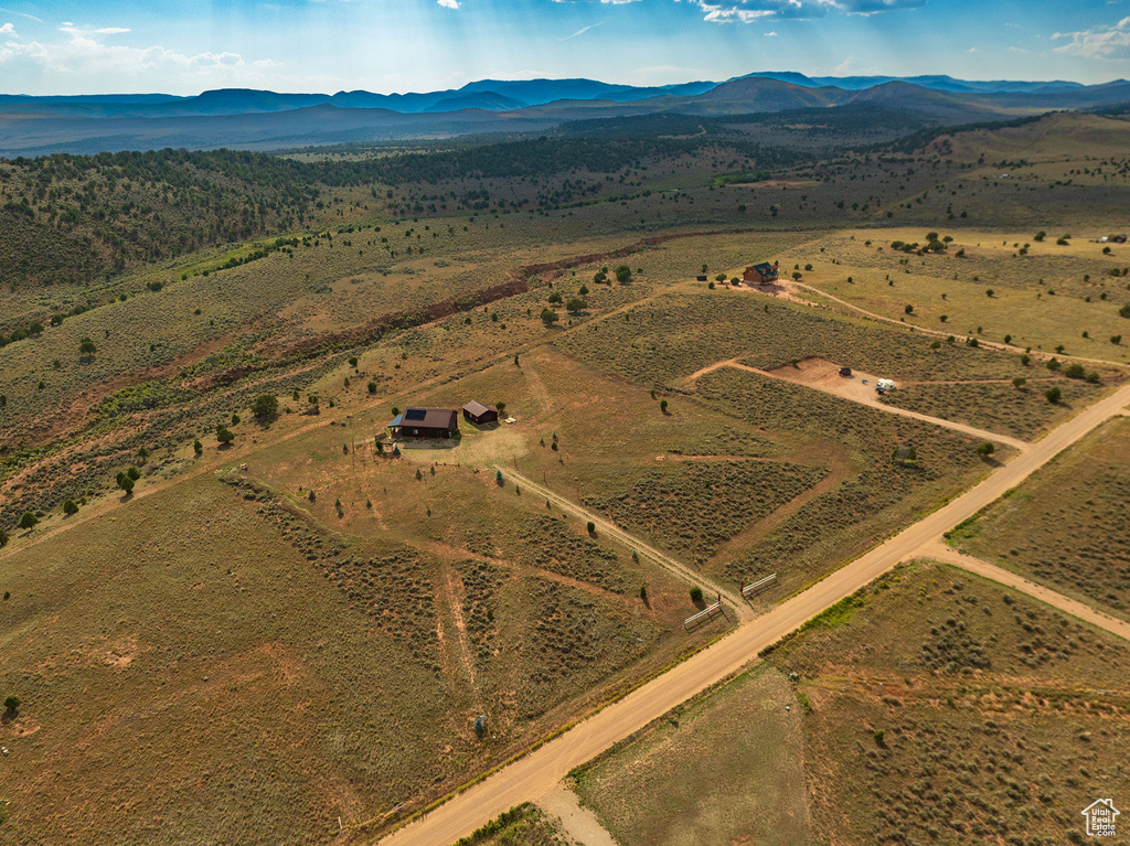 Drone / aerial view featuring a rural view and a mountain view