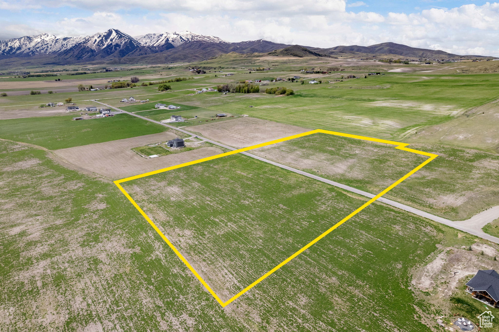 Aerial view with a rural view and a mountain view