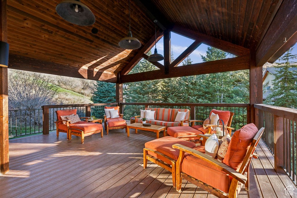 Deck with an outdoor living space