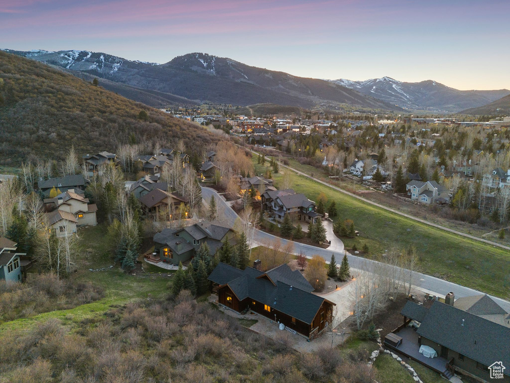 Aerial view with a residential view and a mountain view