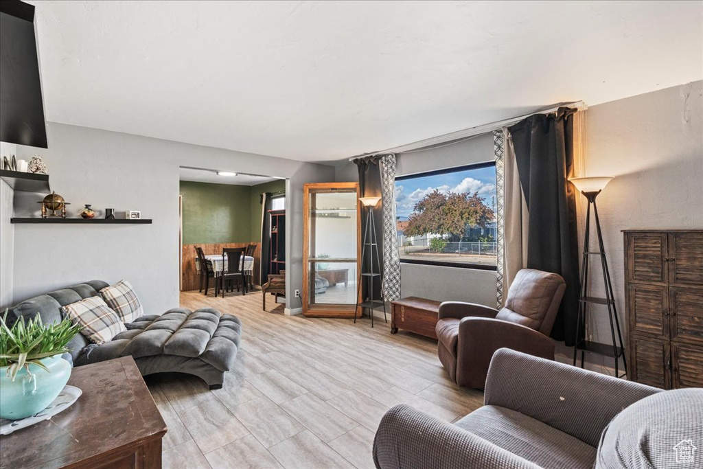 Living room featuring wood finished floors