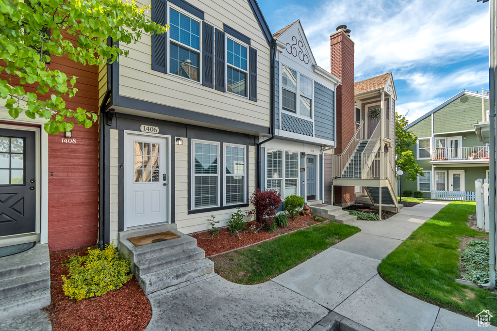 Exterior space with entry steps