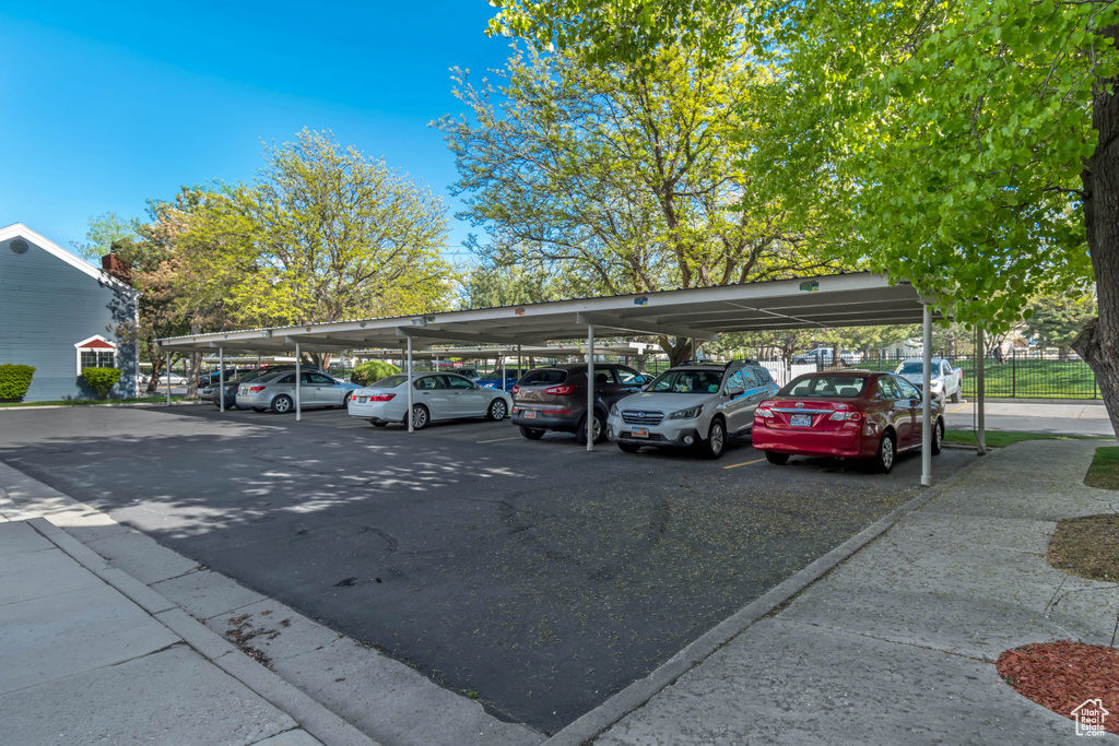 View of covered parking lot