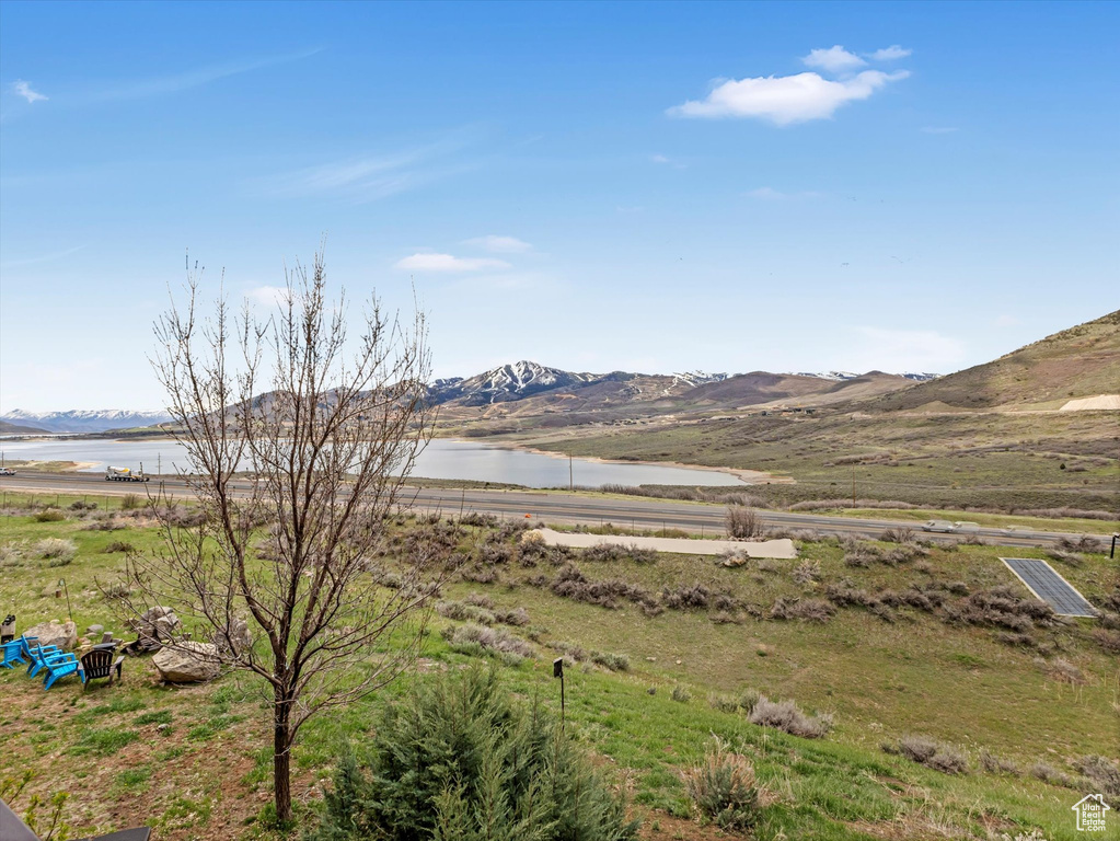 View of mountain feature with a water view