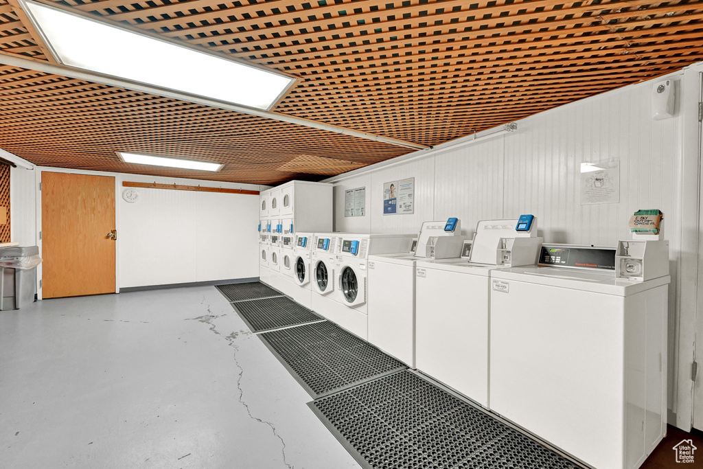 Common laundry area featuring washer and dryer