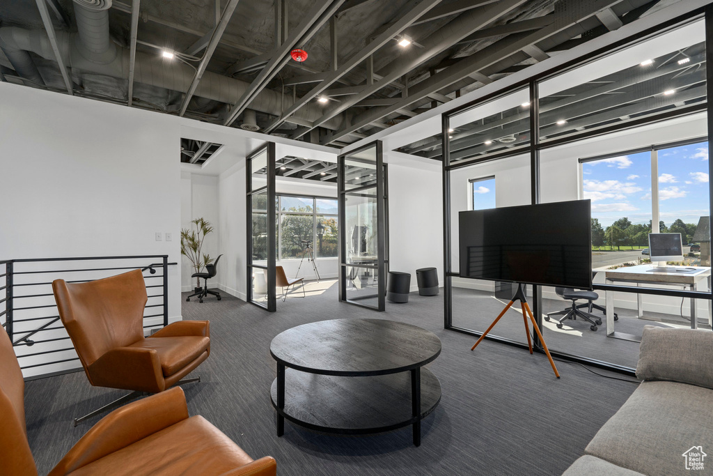 Living room featuring carpet floors