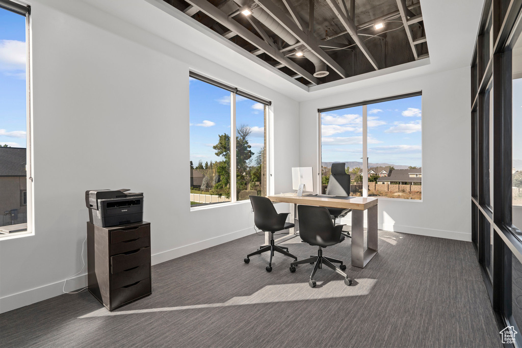 Office area with baseboards and a wealth of natural light