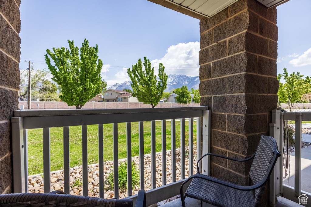 Balcony with a mountain view