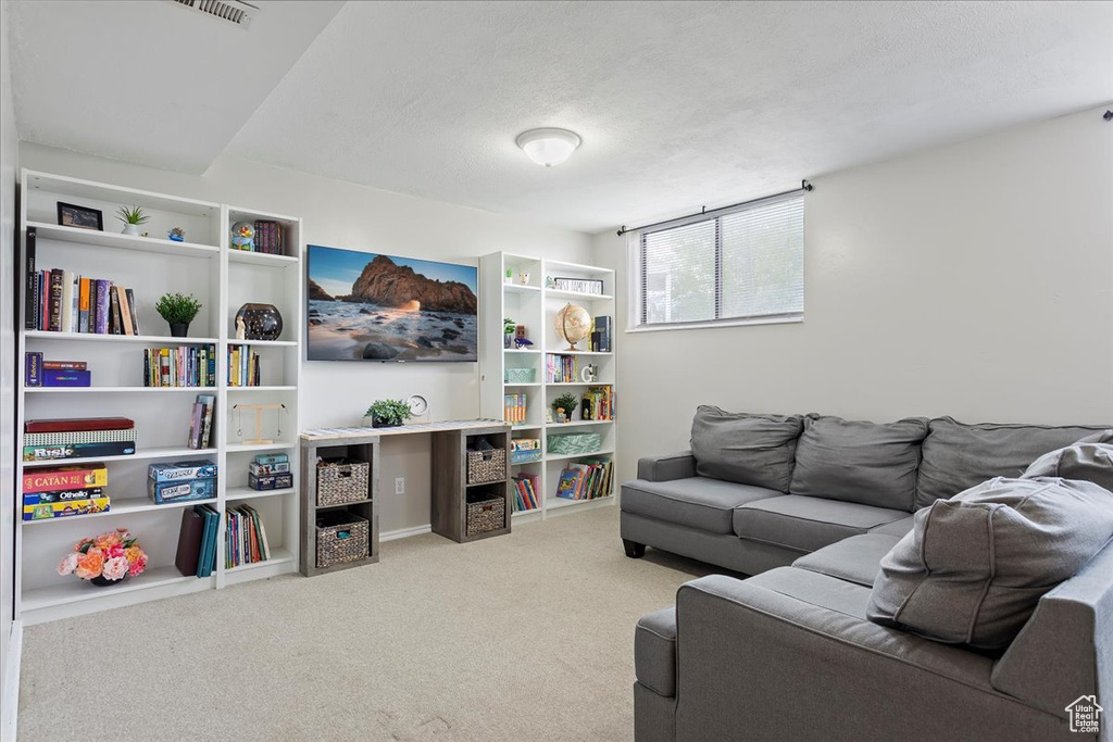 View of carpeted living area