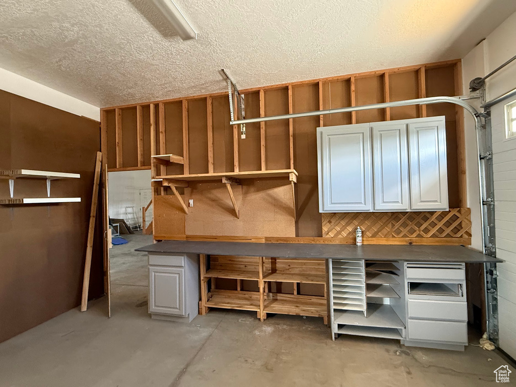 Garage with a workshop area