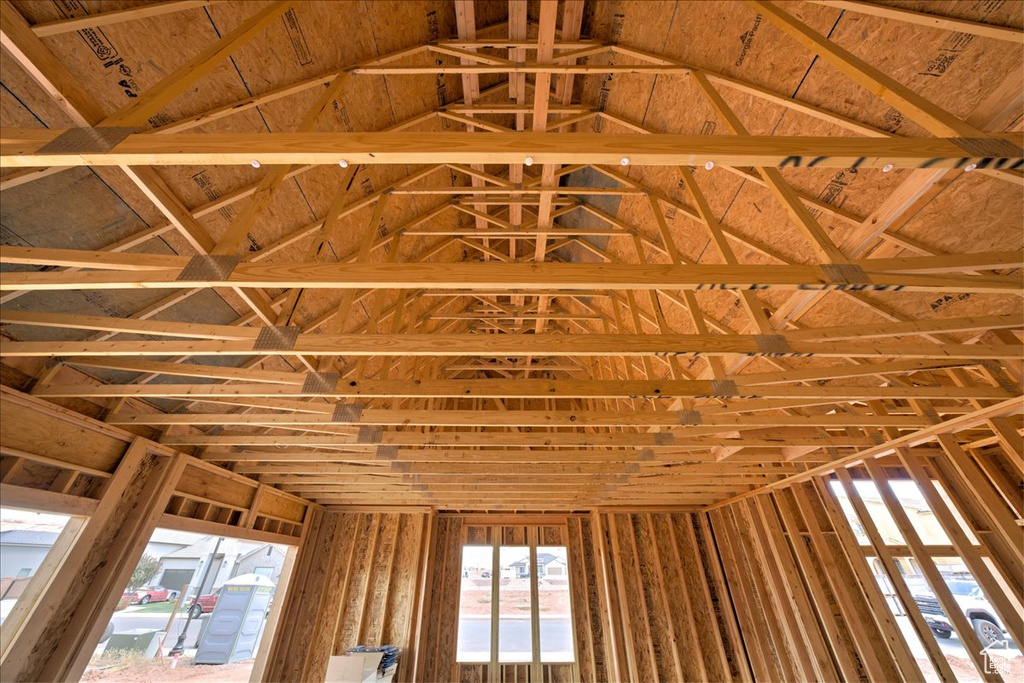 Misc room featuring lofted ceiling